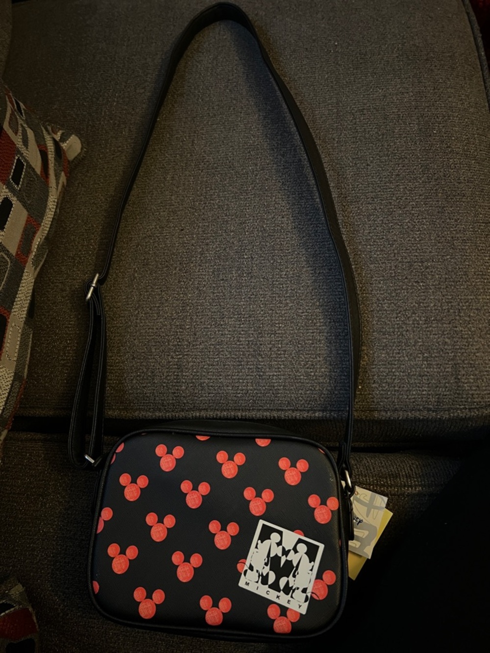 Disney Black Crossbody Messenger Bag with Red Mickey Pattern